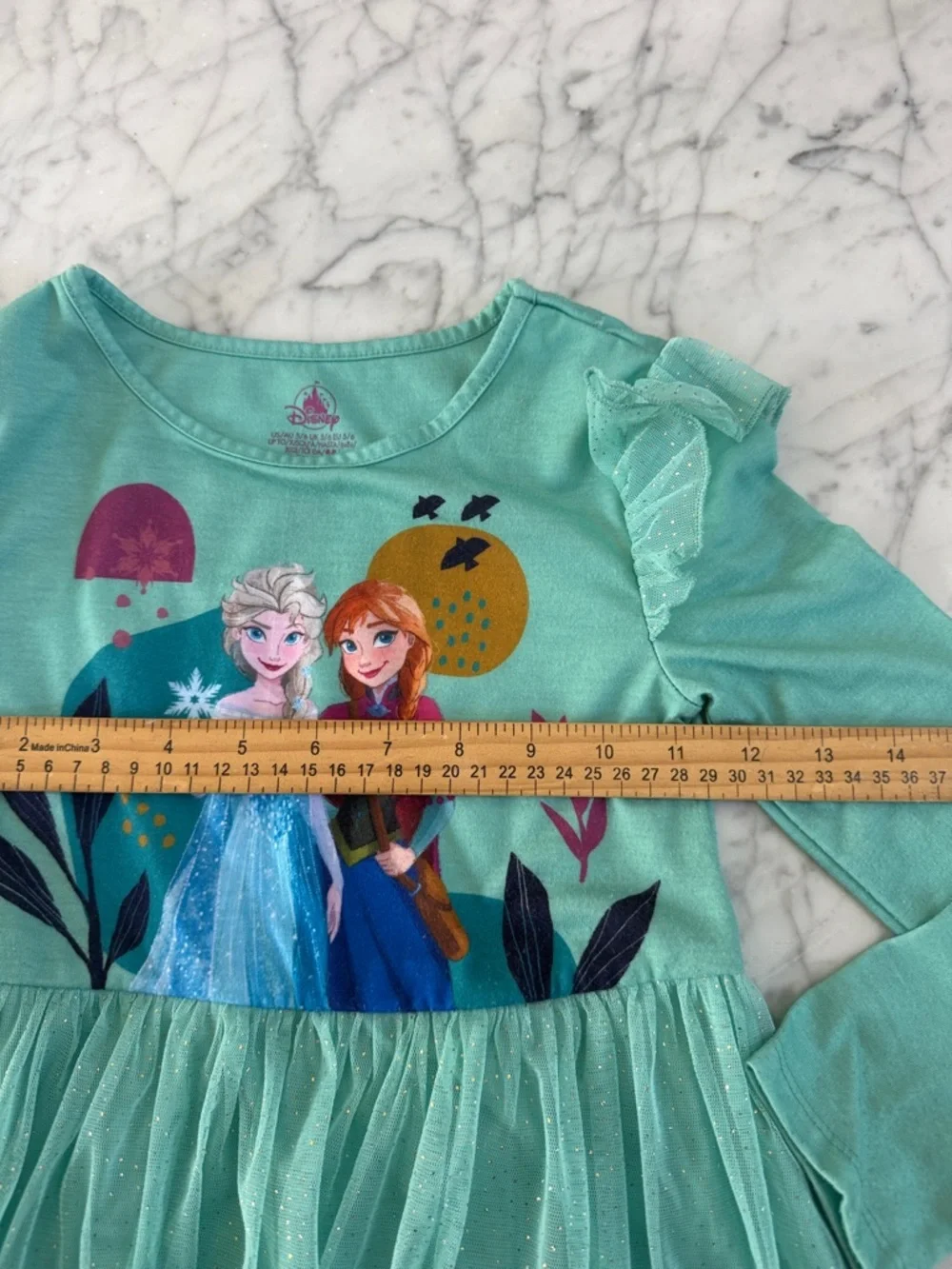 Disney Frozen Elsa and Anna Frozen Long Sleeve Nightgown Dress Sz 5/6 - Picture 3 of 5